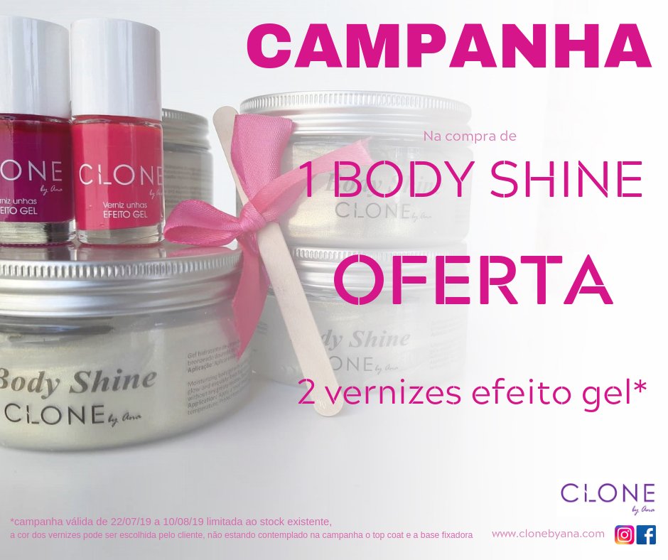 RuthCLONE_QC's tweet image. ⭐ Fantástica Campanha Verão ⭐
BODY SHINE
⭐ ... Quer Brilhar numa Festa ?
Na Praia ? No Sunset ? Summer Party ? No Casamento ? Num Evento ?
Compre 1 BODY SHINE e nós oferecemos 2 VERNIZES EFEITO GEL para o seu Verão
CLONE Quinta do Conde - Sesimbra 
facebook.com/clone.quintado…