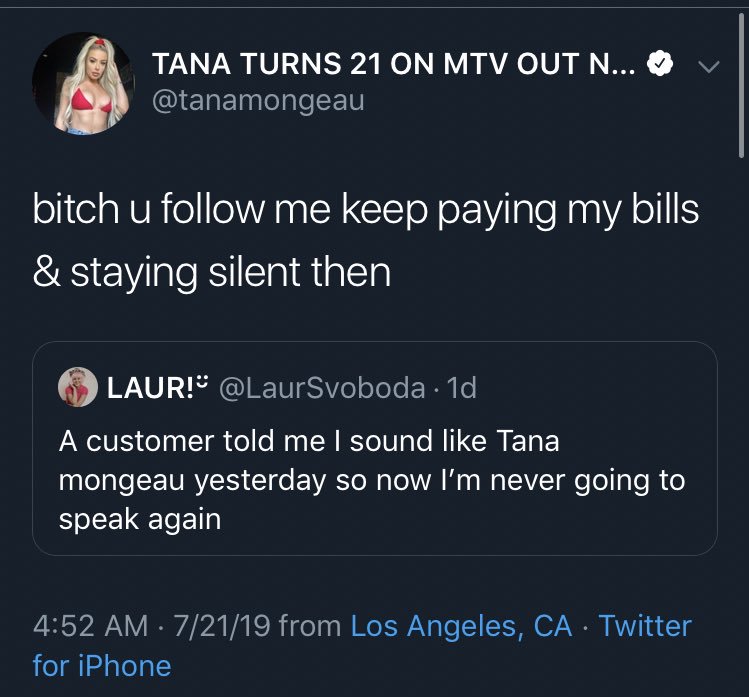 why is tana mongeau the rudest fucking person lmk