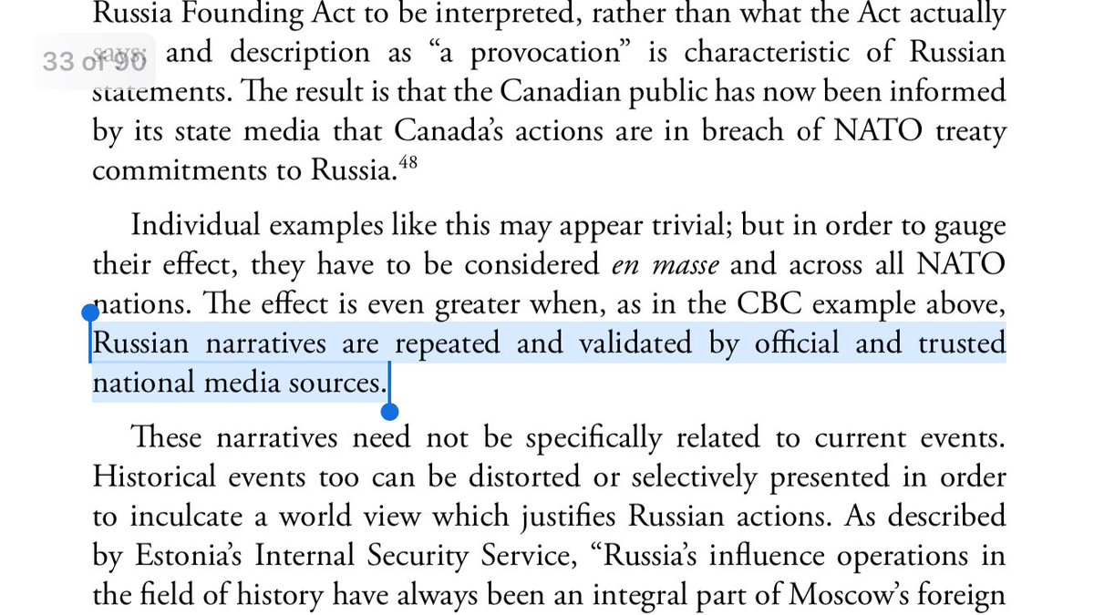 13/ SUBVERSION AND DESTABILIZATION: “Trusted media sources” spread propaganda—wittingly or unwittingly—validating Russian narratives.History is revised and propagandized as part of foreign policy, an undermining of truth and democratic principles, while IW victim-nations assist