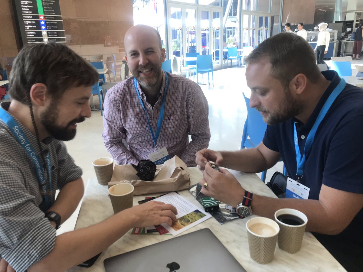 Steph_ODonnell's tweet image. Show and tell with @shahselbe @Al2kA @jj_lahoz. #tech4wildlife #iccb2019