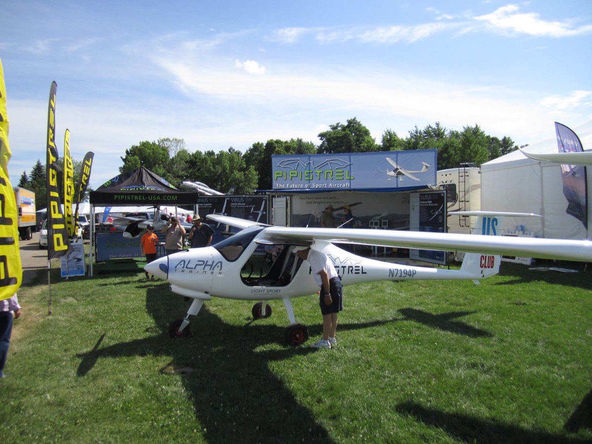 Pipistrel_USA's tweet photo. After a crazy week of storms, flooding and gale force winds, we finally finished setting up for EAA AirVenture - Oshkosh
 #osh19
#osh19cool
#AirVenture
#eaa
#aviation
#avgeek
#aeronews
#50inOSH
#pipistrel
#alphaelectro
#electricaircraft
#aircraft
#airventure2019
#eaaoshkosh https://t.co/DruJ0jyeUp