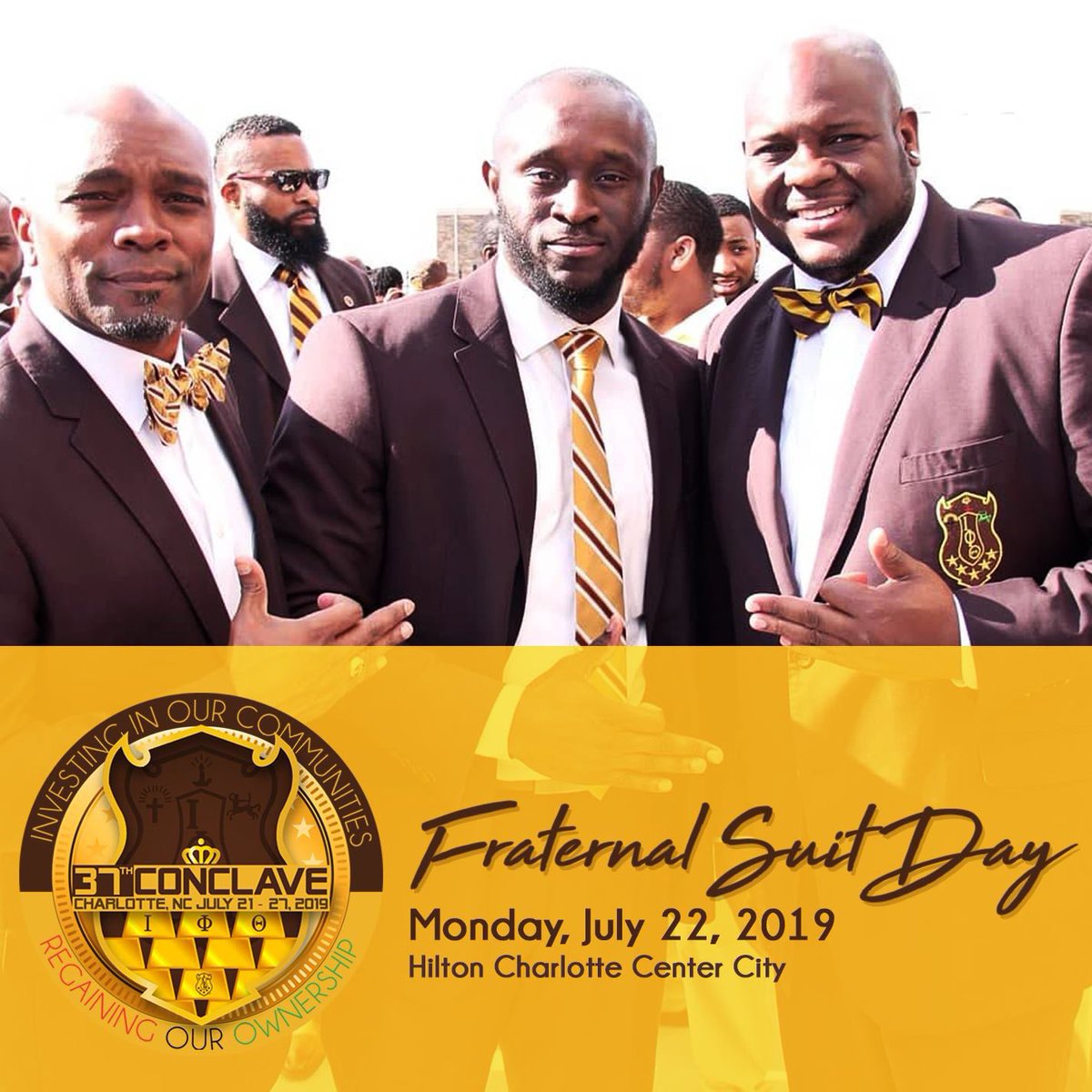 IPT1963's tweet photo. National suit day is tomorrowโ๏ธSharp,tight, and to the point brothers. #ipt1963 #iotaphitheta #iptconclave19 https://t.co/La7wYDGXEO