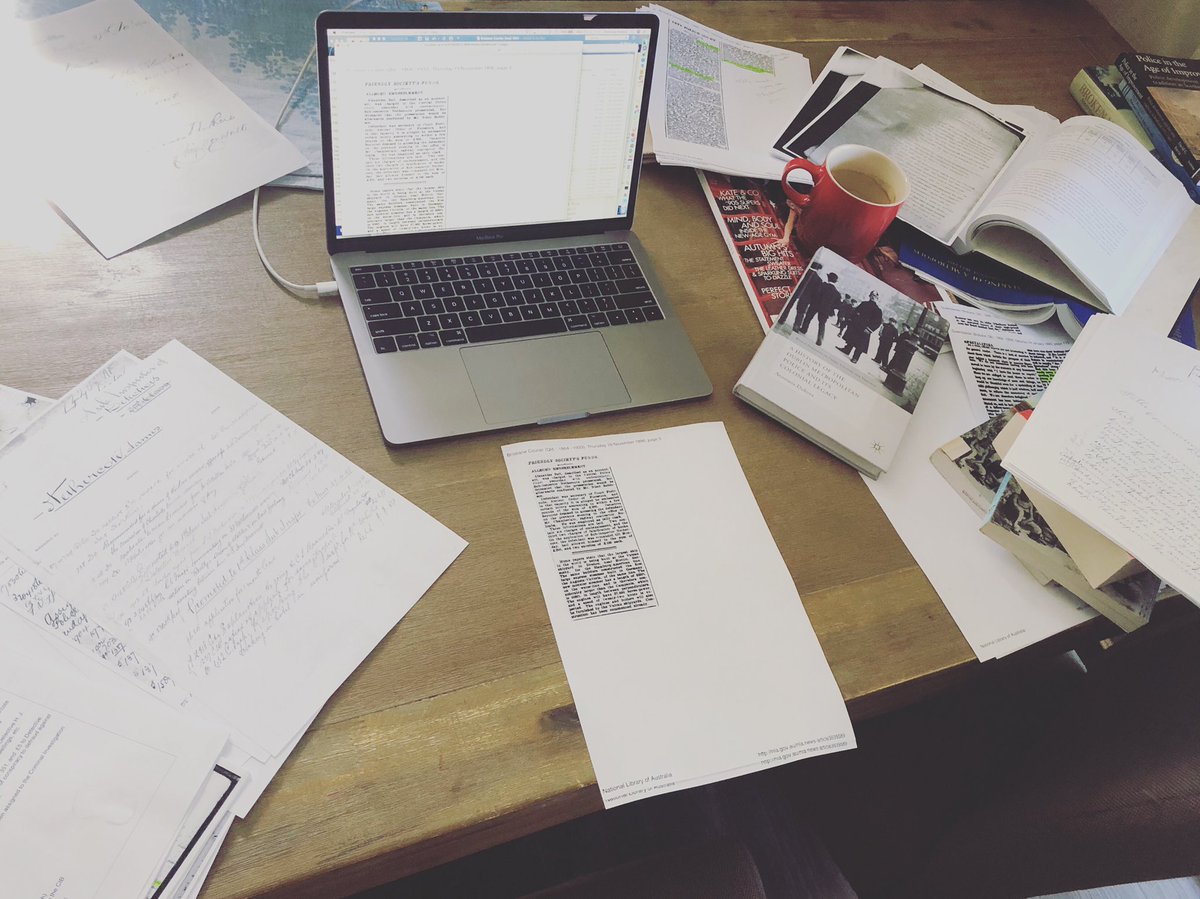 a_dukova's tweet photo. Almost there... Working on the final bit of the final bit #PolicingColonialBrisbane @UQPbooks @policing19c_bne #manuscript #bookdraft https://t.co/CaWB9UNVsY