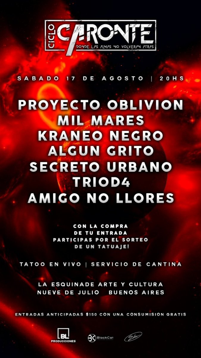 IgnacioBaldassa's tweet photo. El 17 de agosto tocamos en 9 de julio festejando los 5 años @proyectoblivion! Van a tocar 7 terribles bandas, escabio barato, terrible sonido! Si te gusta el rock y la música no te lo podes perder! Pedime tu entrada anticipada que te la alcanzó, viene con una consumición gratis! https://t.co/rXqgcf4aA2