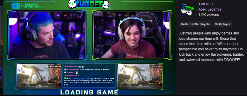 GambitXtreme's tweet photo. Go check out my friends @Twooff_
and there duo #stream, they are on the #FRONTPAGE of
@Twitch for the next 2 hours. The full #TWOOFF experience is incoming and will be epic. #gamers #respawn #retweet #geeks #twitch #CoupleStreamers #streamers #ApexLegends https://t.co/uXXEtEmZUt