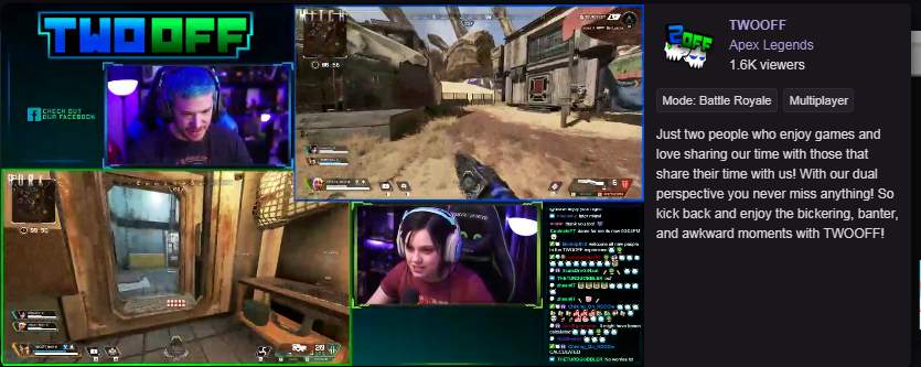 GambitXtreme's tweet photo. Go check out my friends @Twooff_
and there duo #stream, they are on the #FRONTPAGE of
@Twitch for the next 2 hours. The full #TWOOFF experience is incoming and will be epic. #gamers #respawn #retweet #geeks #twitch #CoupleStreamers #streamers #ApexLegends https://t.co/uXXEtEmZUt