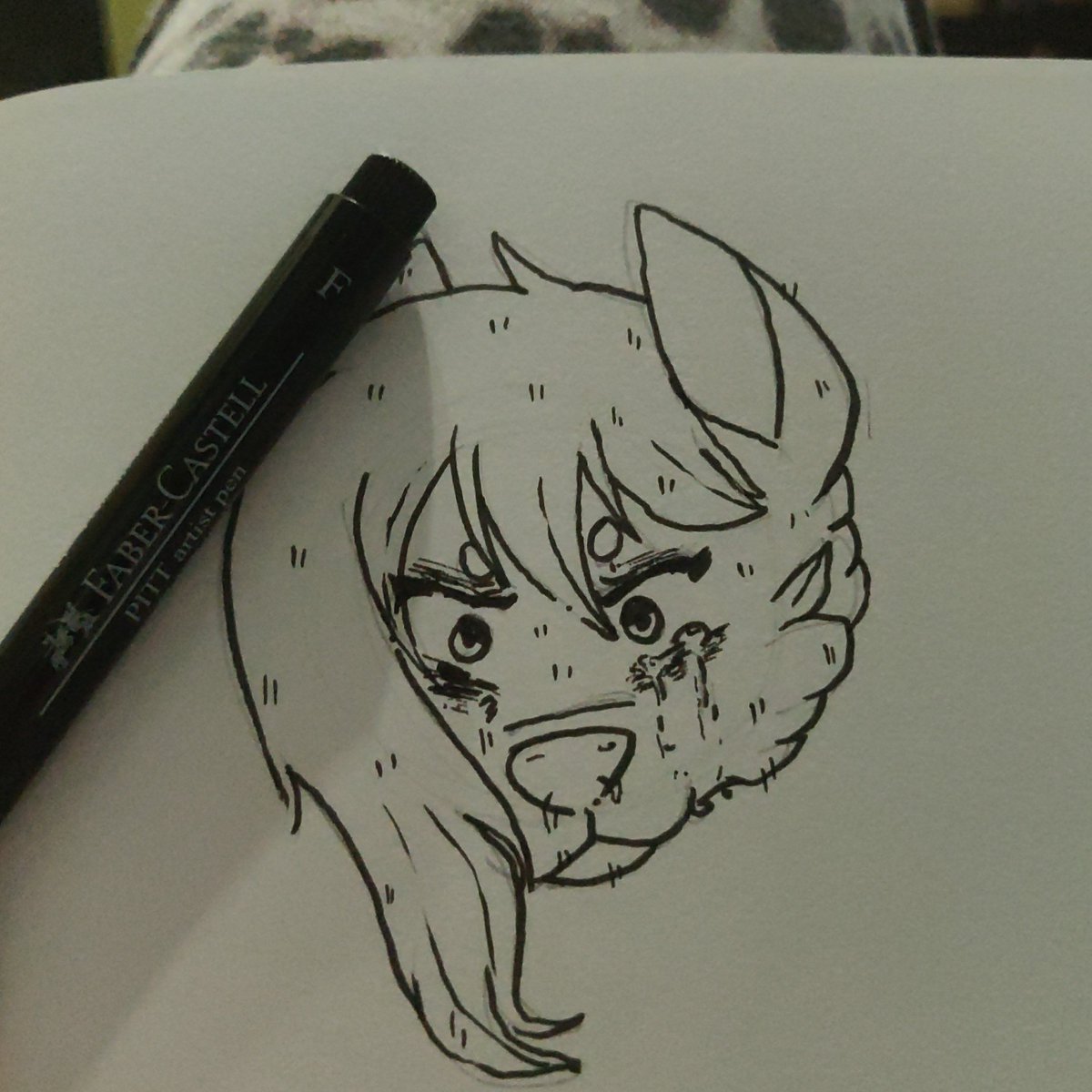 FloofPom's tweet photo. Vent art because I've been having a rough patch #WorkSucks 
 
.
#art #sketch #FaberCastell #furry #furryart https://t.co/l0j2hSqY84