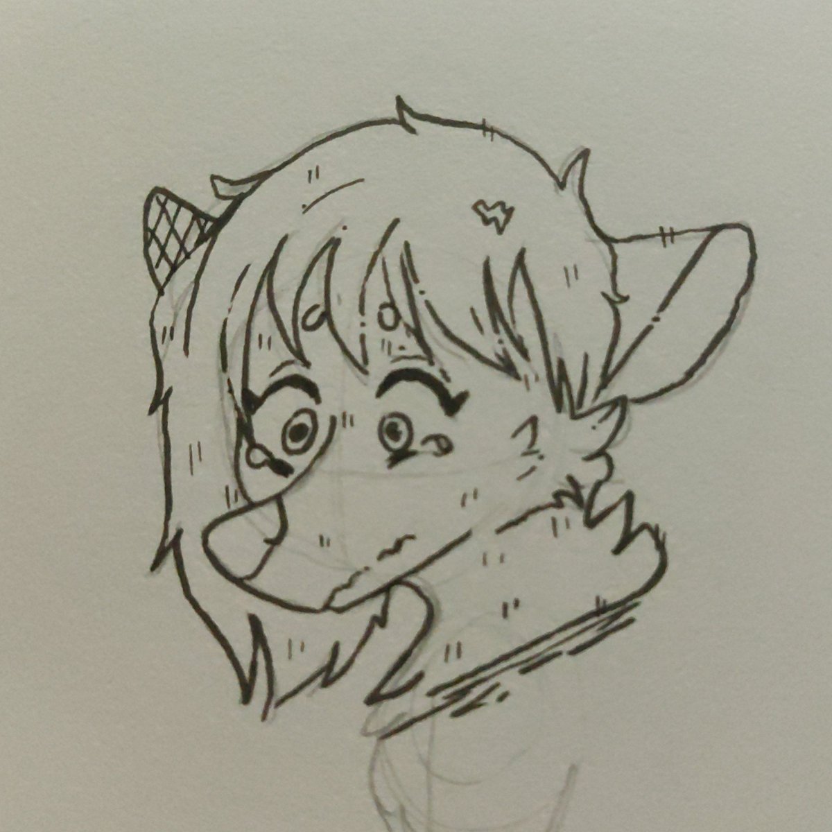FloofPom's tweet photo. Vent art because I've been having a rough patch #WorkSucks 
 
.
#art #sketch #FaberCastell #furry #furryart https://t.co/l0j2hSqY84