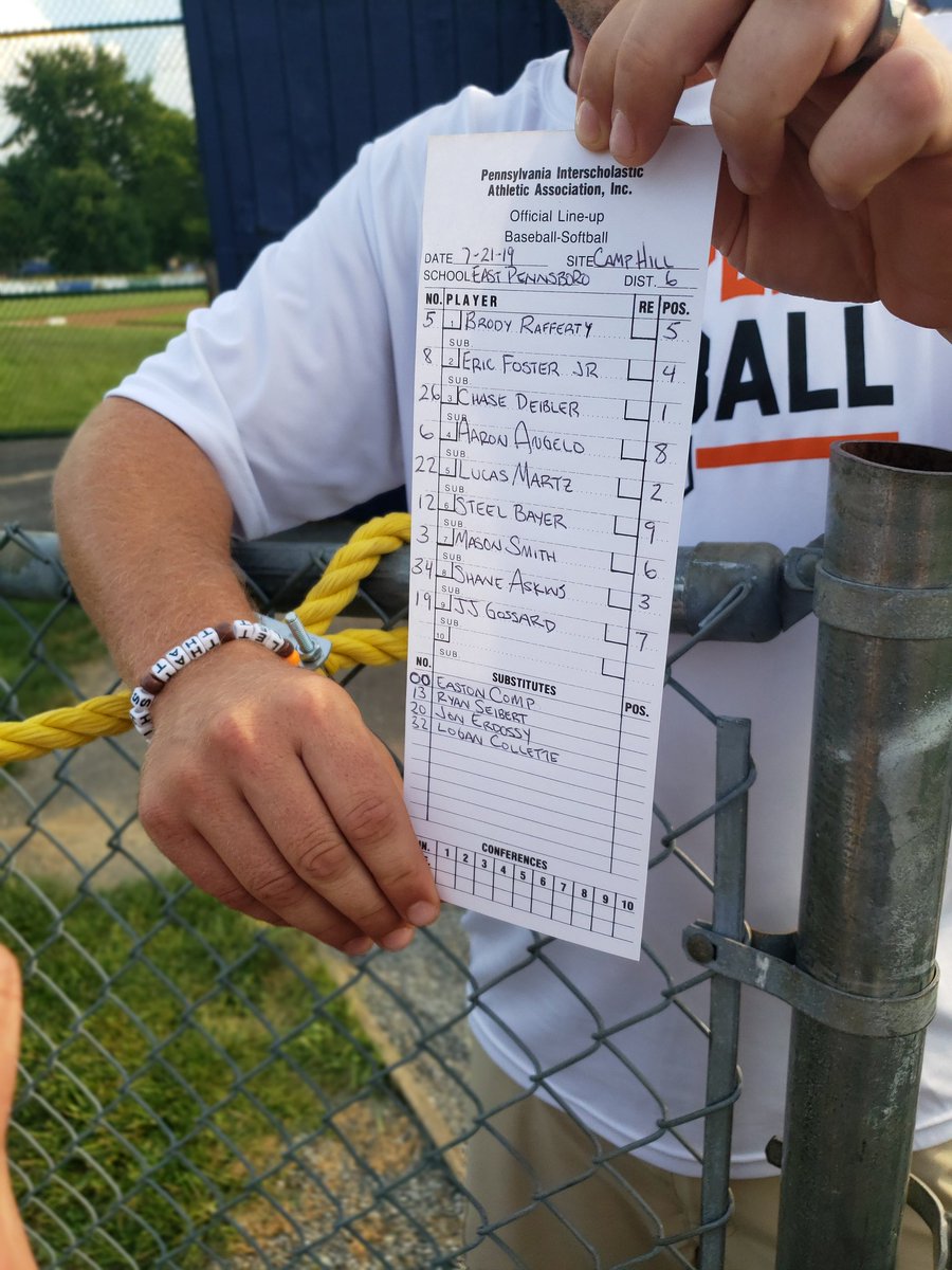 e_hunt141's tweet photo. Starting lineups for Warrior Run and East Pennsboro (Section 4) in the first round of the PA major Little League tournament in Camp Hill #LLbaseball https://t.co/5YoRa7YKxf