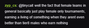 zurecsgo's tweet photo. @zypCS "IM NOT AN INCEL" 

thinking your tier8 ass thinks you deserve something LOL lose some weight https://t.co/kgYZv9BORZ