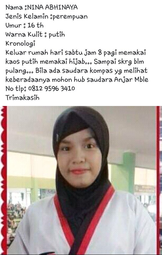 Mohon d bantunya teman2 sudah dua hari tidak pulang ke rumah.
<a href="/radio_kotabatik/">radio_kotabatik</a> 
<a href="/rks_fm/">RADIO KOTA SANTRI</a> 
<a href="/Radio1031KFM/">Radio Kfm Pekalongan</a> 
<a href="/thomsonpkl1046/">Radio Thomson Pekalongan</a> 
<a href="/RadioDamashinta/">Damashinta FM</a>