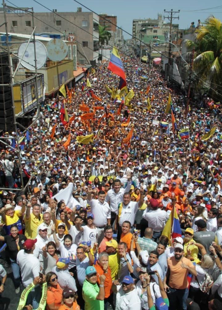 AmbJohnBolton's tweet photo. Venezuela’s Interim President Guaido calls on all Venezuelans to continue the fight and struggle for democracy against the tyrant Nicolas Maduro. The United States will continue to stand by President Guaido until there is freedom, prosperity, and peace in Venezuela. https://t.co/1MjCsRH2Ap