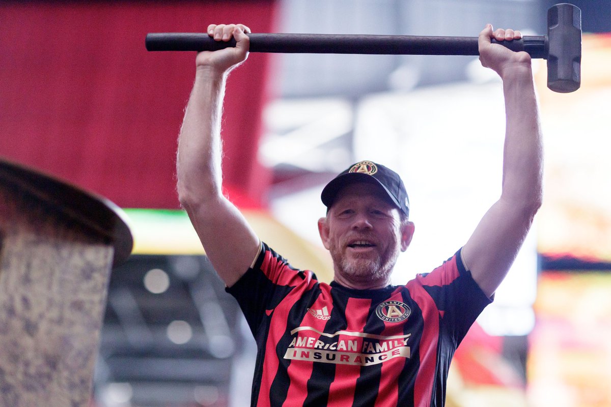 RealRonHoward's tweet photo. I had a gr8 time driving the pre-game golden spike for #AtlantaUnited this afternoon. https://t.co/Jo4Ra1psqf