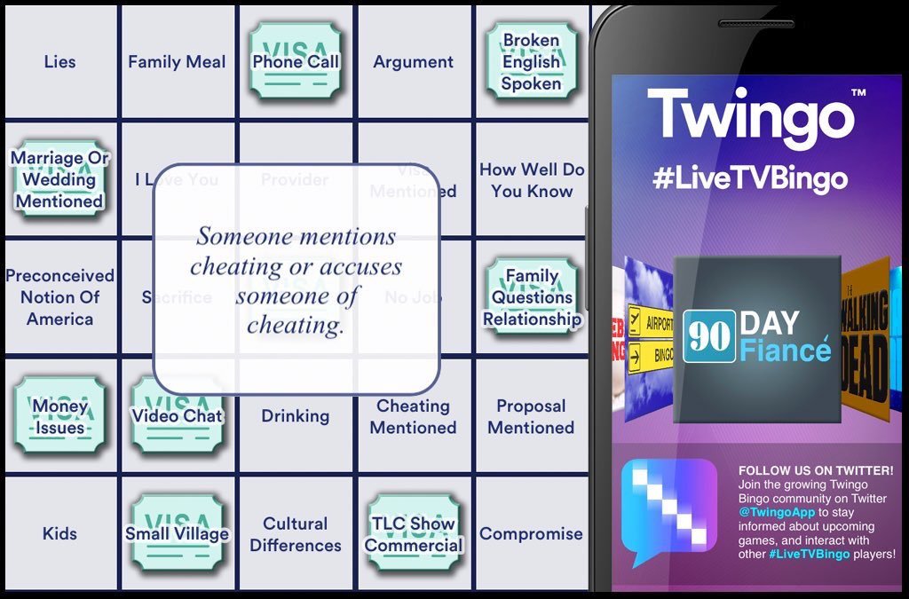 We don't know how well Twingo #90DF Bingo will play during pt.1 of the #90DayFiance Tell All, but give it a shot! With the flashbacks and drama, anything could happen! Get the free app at Twingo.tv and play NOW!