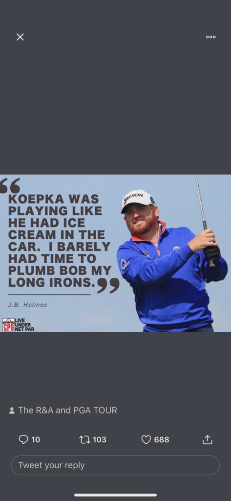Cokeeffe1's tweet photo. And the Quote of the day comes from the man who shot the worst final round score in 53 years at the Open #JBHolmes #EightySeven https://t.co/KWxPHoqdMy