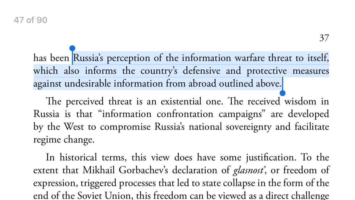 22/ THREAT PERCEPTION: Russia uses the perception of threat from the West to block incoming information, preventing thought flow.