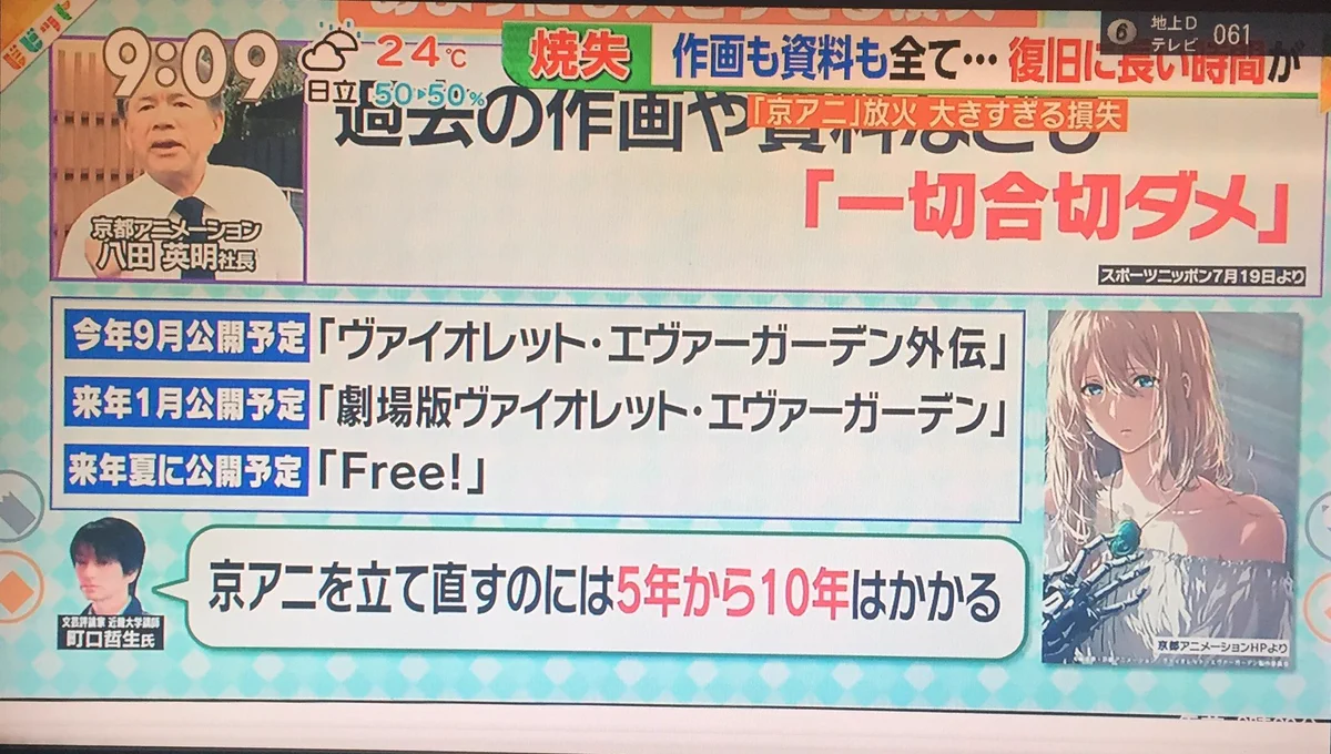 京アニの立て直しに5～10年かかるという発表！