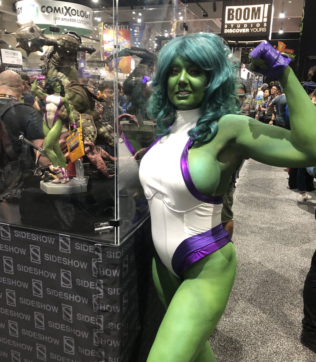 collectsideshow's tweet photo. Just like She-Hulk herself, this convention was utterly sensational! Thank you to everyone who stopped by and made this year a smashing success! That’s all for #SideshowSDCC19!!! (Cosplay by QueenRiot) https://t.co/8yA0gQZkUh