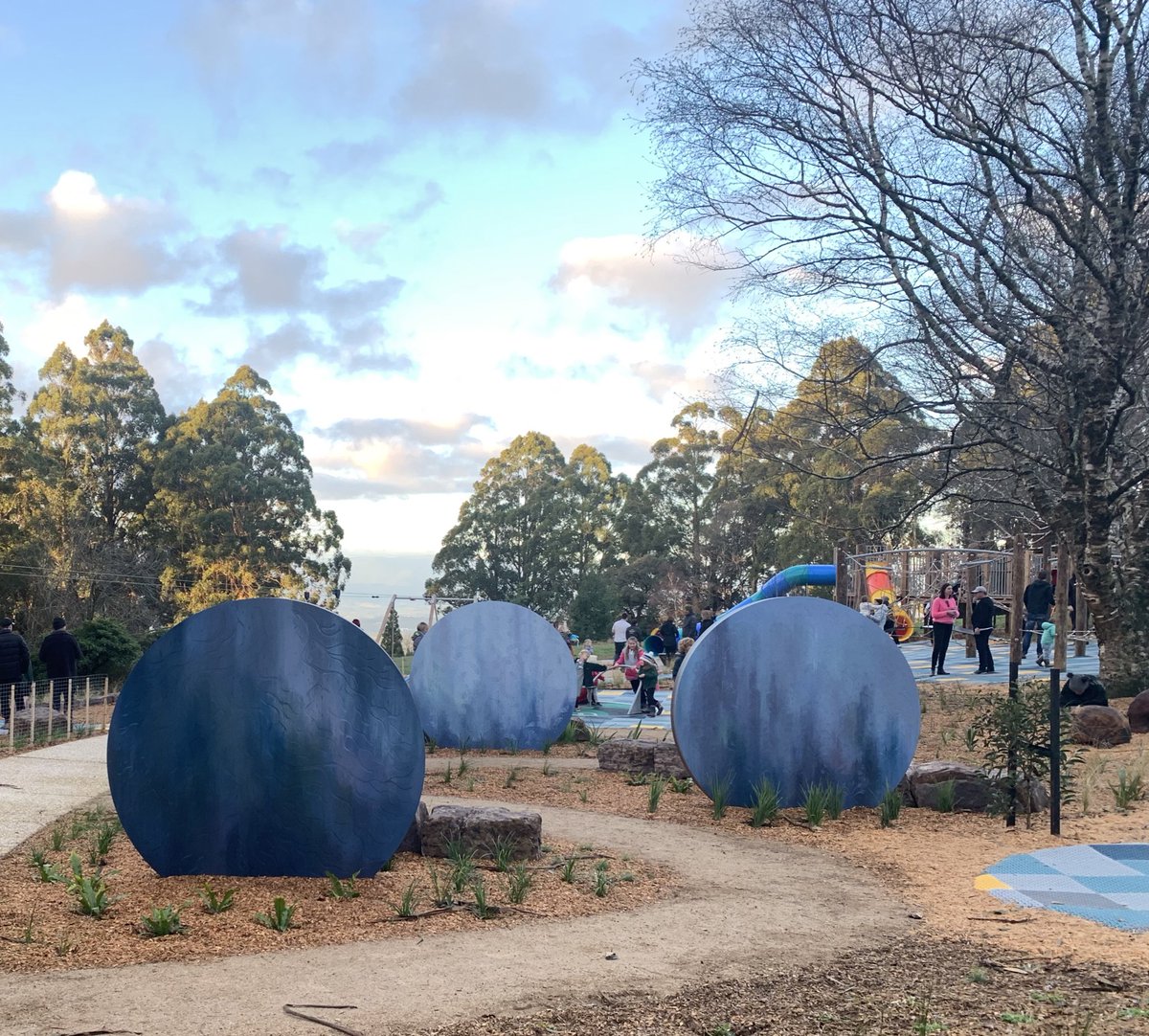 FFLA_vic's tweet photo. Fantastic opening of the new #olindaplayground on Friday. Thanks to the Olinda community (including the kids from Sassafras and Olinda Primary Schools) and to the extremely talented artists Emma Jennings, Shlomit Moria, Jessie Yvette Journot-Ryan and Jeanette Jennings. https://t.co/ce38a6eUzZ