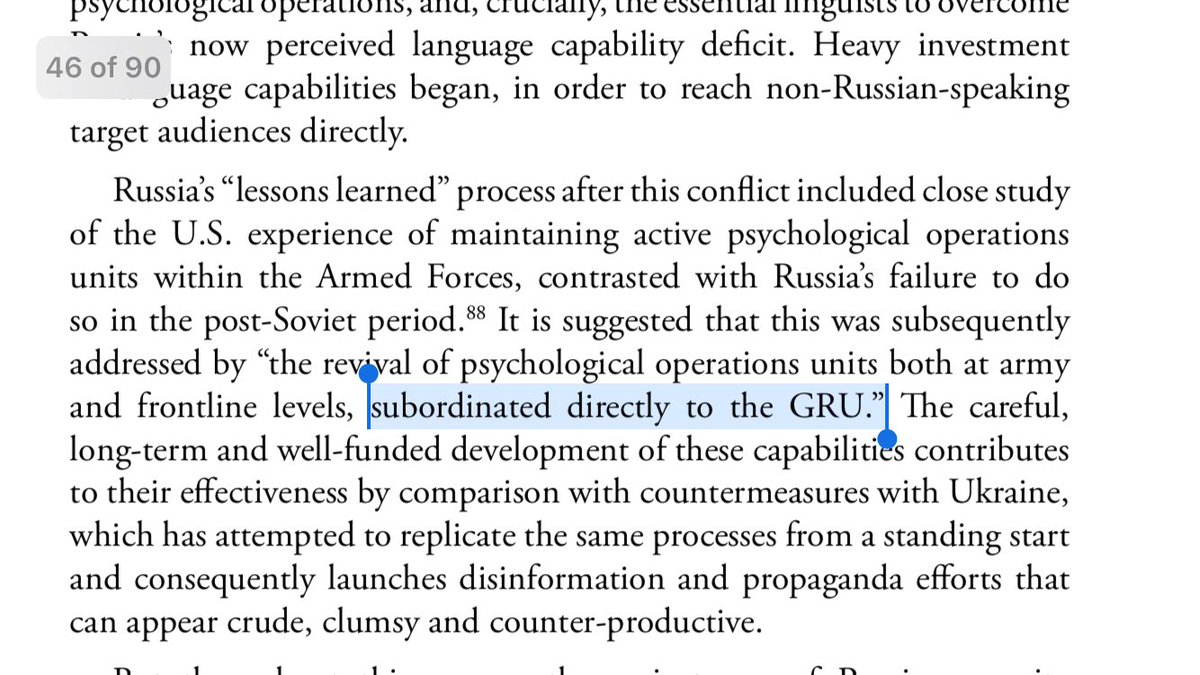 24/ INFORMATION TROOPS: In August 2008, an armed conflict with Georgia transformed Russia’s IW.Information Troops became a dedicated branch of its military: hackers, “journos”, psyop specialists and linguists report directly to GRU.Its IW strategy is well-funded and longterm.