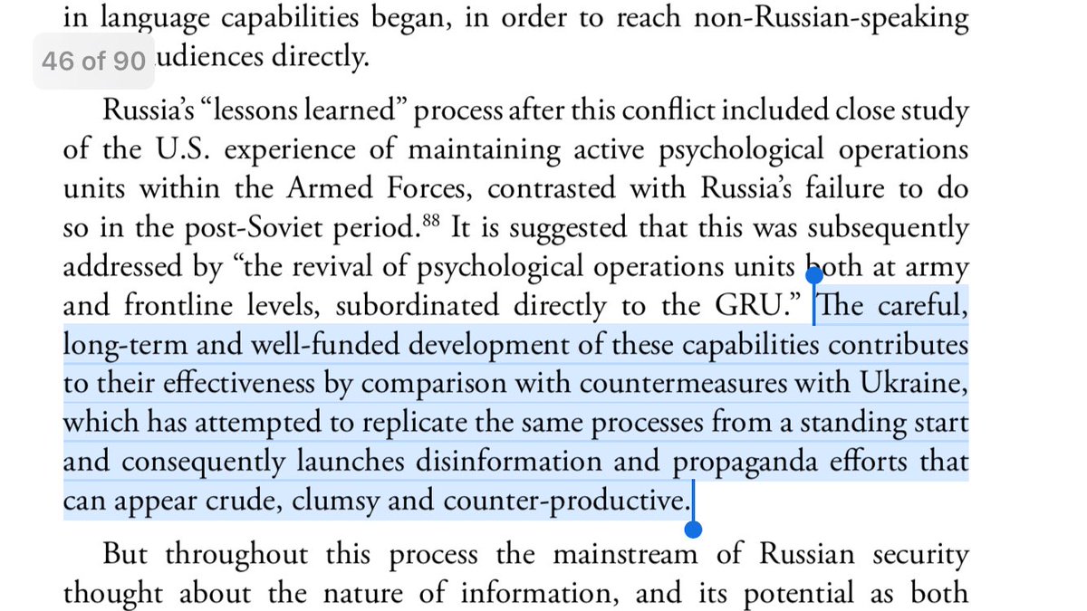 24/ INFORMATION TROOPS: In August 2008, an armed conflict with Georgia transformed Russia’s IW.Information Troops became a dedicated branch of its military: hackers, “journos”, psyop specialists and linguists report directly to GRU.Its IW strategy is well-funded and longterm.