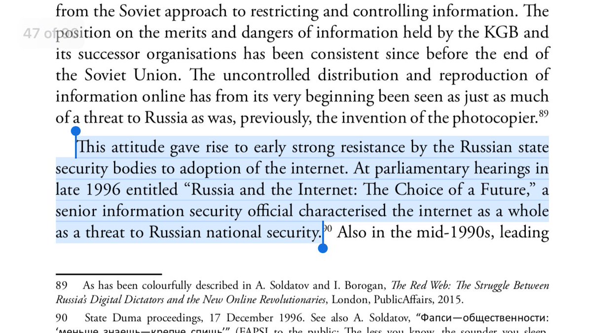 25/ EXISTENTIAL THREAT: Since Glasnost triggered the end of the Soviet Union, freedom of expression is a direct challenge to statehood, bolstering KGB’s silencing argument—internet as feared as the photocopier back in the day, leading to declarations of national security threat.