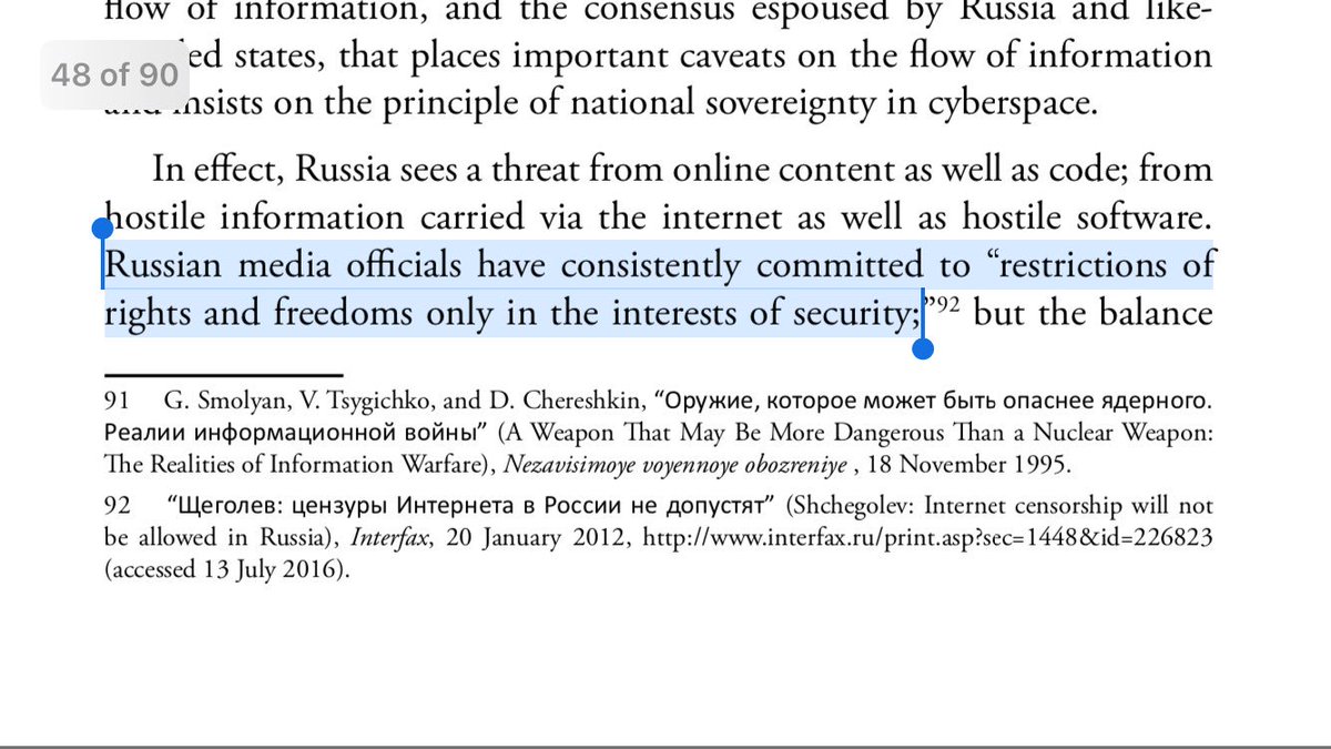 26/ THE “I” BOMB: “Russian thinkers on information warfare were describing information weapons as ‘more dangerous than nuclear ones.’”Since 2013,Putin directly supports IW—sponsoring the info-poison sent to target countries while insisting on national sovereignty in cyberspace.