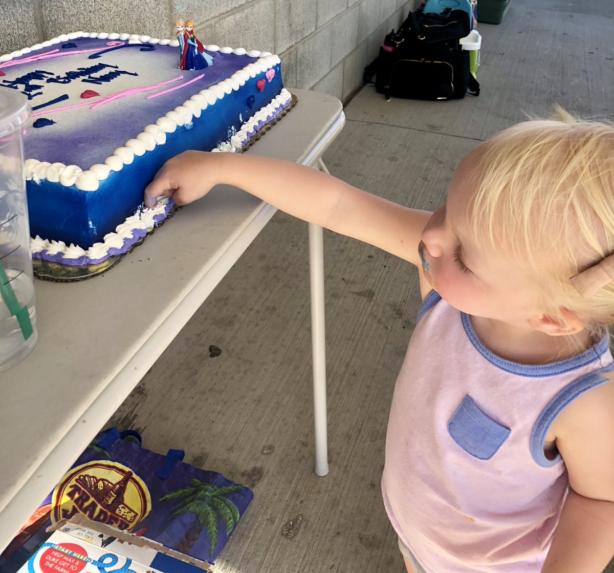 jkmagnolia's tweet photo. Guess who I caught sneaking a taste of her cake 😂 #navy #2ndbirthday #grammajean https://t.co/tfO8hOMqCM