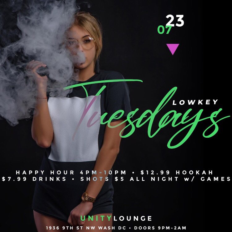 NinoNarly's tweet photo. LOW KEY TUESDAY at @UNITYLOUNGEDC Happy Hour 5-10pm with $5 shots all night, $8 drinks, and games‼️Party until 2 AM
Music @mickeyrockz & @Callmeshowtime #DChappyhour #9thst #washingtondc #millenials #drinkspecials #fun
#9thstreet #DC #VA #MD #DMV #blackexcellence #DCnightlife https://t.co/5pTnZeM6SW