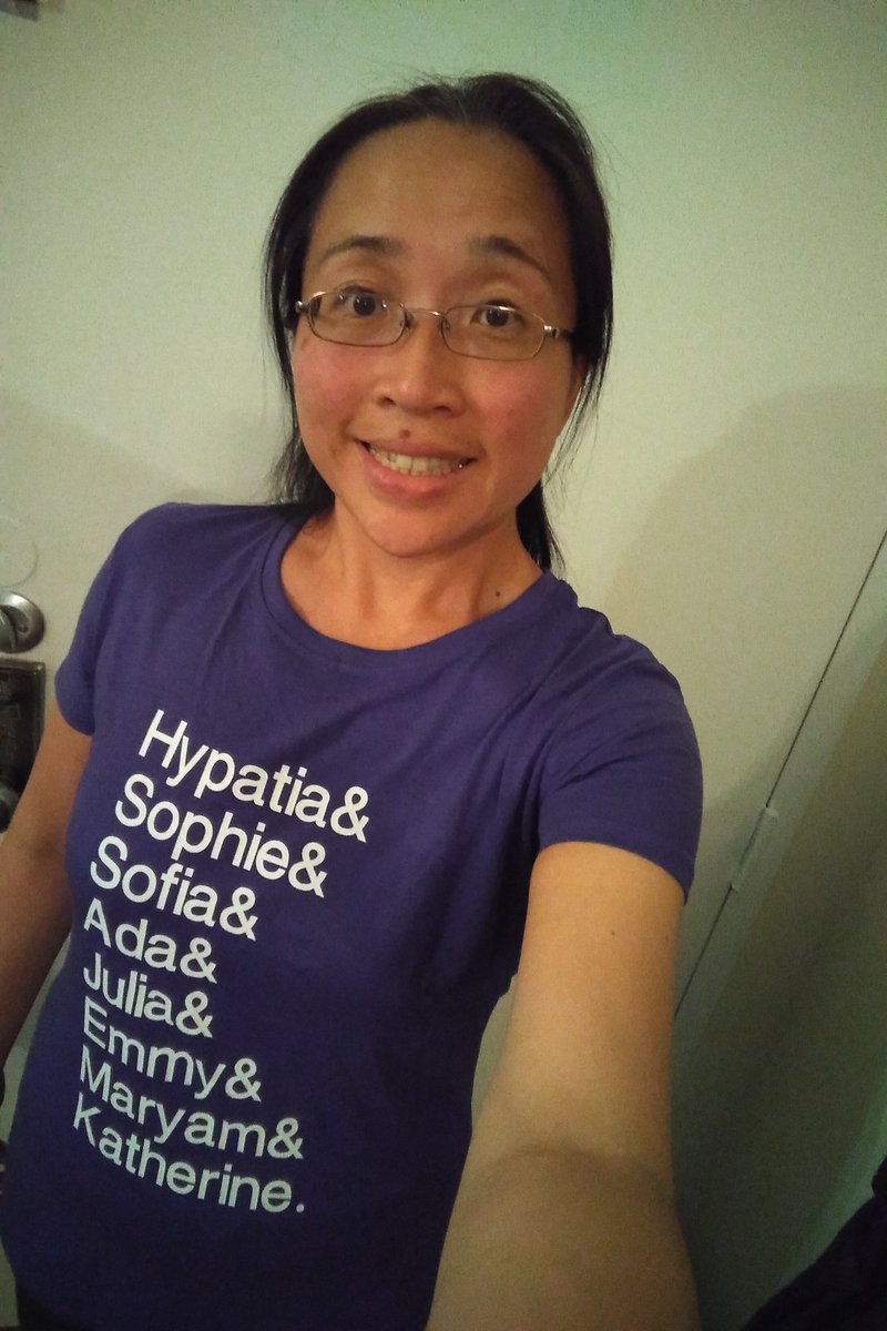 DrEugeniaCheng's tweet photo. I received this fantastic #MathGals t-shirt from a math teacher as a gift! Wow! Just in time for the start of my high school summer camp tomorrow! https://t.co/ERukje8CkW