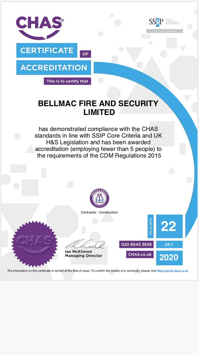 bellmacsecurity's tweet photo. Great start to the week when your CHAS approval arrives in your email https://t.co/uxWlOIOi3S