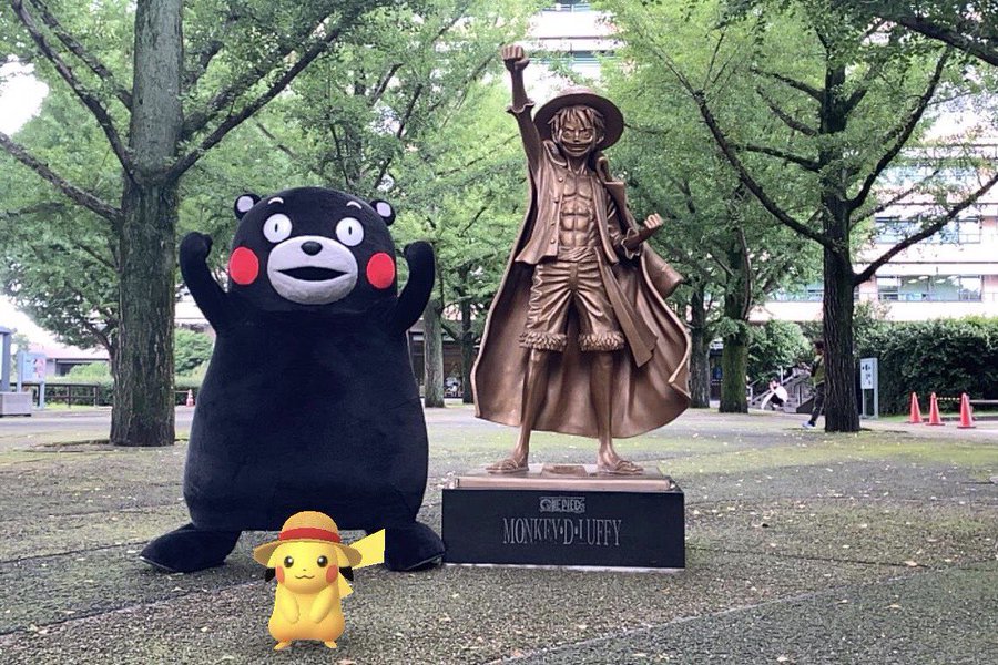 ルフィ くまモン ピカチュウのキャラパワー強めな3ショット Logpiece ワンピースブログ シャボンディ諸島より配信中