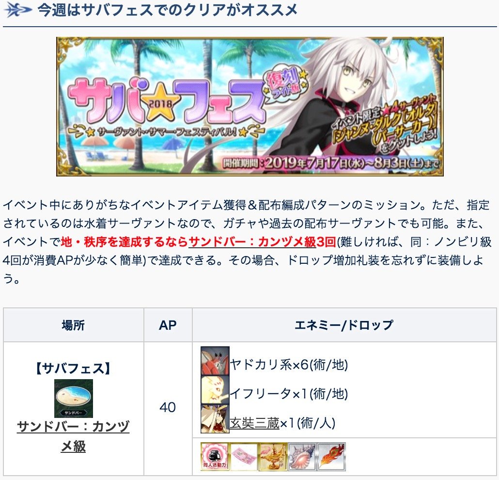 Fgo攻略班 Appmedia 今週のマスターミッション サバフェス関連のミッションがあるので イベントの消化が必須 既に到達しているマスターは サンドバー が超おすすめ まだだよ という方も 札が必要なのでサバフェスを進めるのがおすすめです