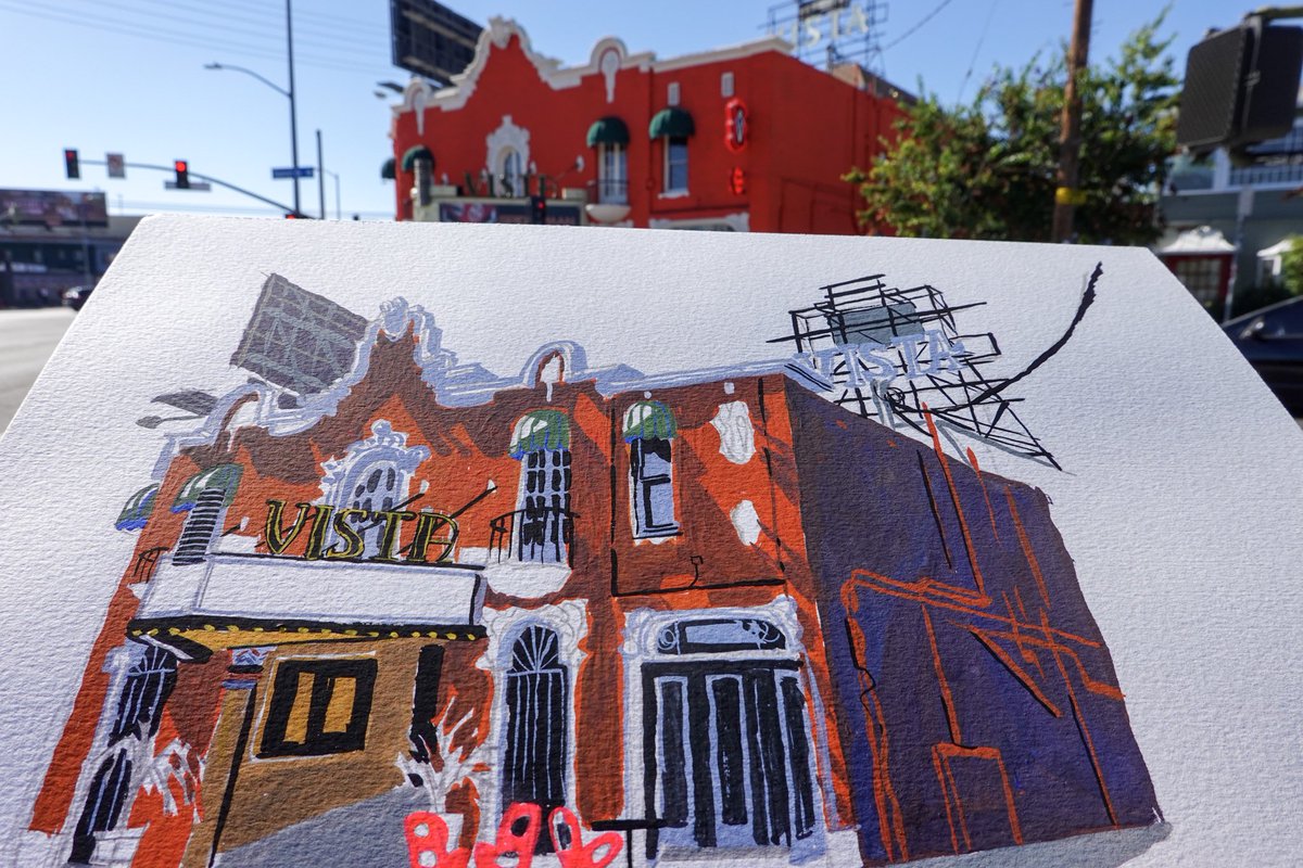 stefkardos's tweet photo. #vistatheater #losfeliz #gouache https://t.co/nkhue1cSyY