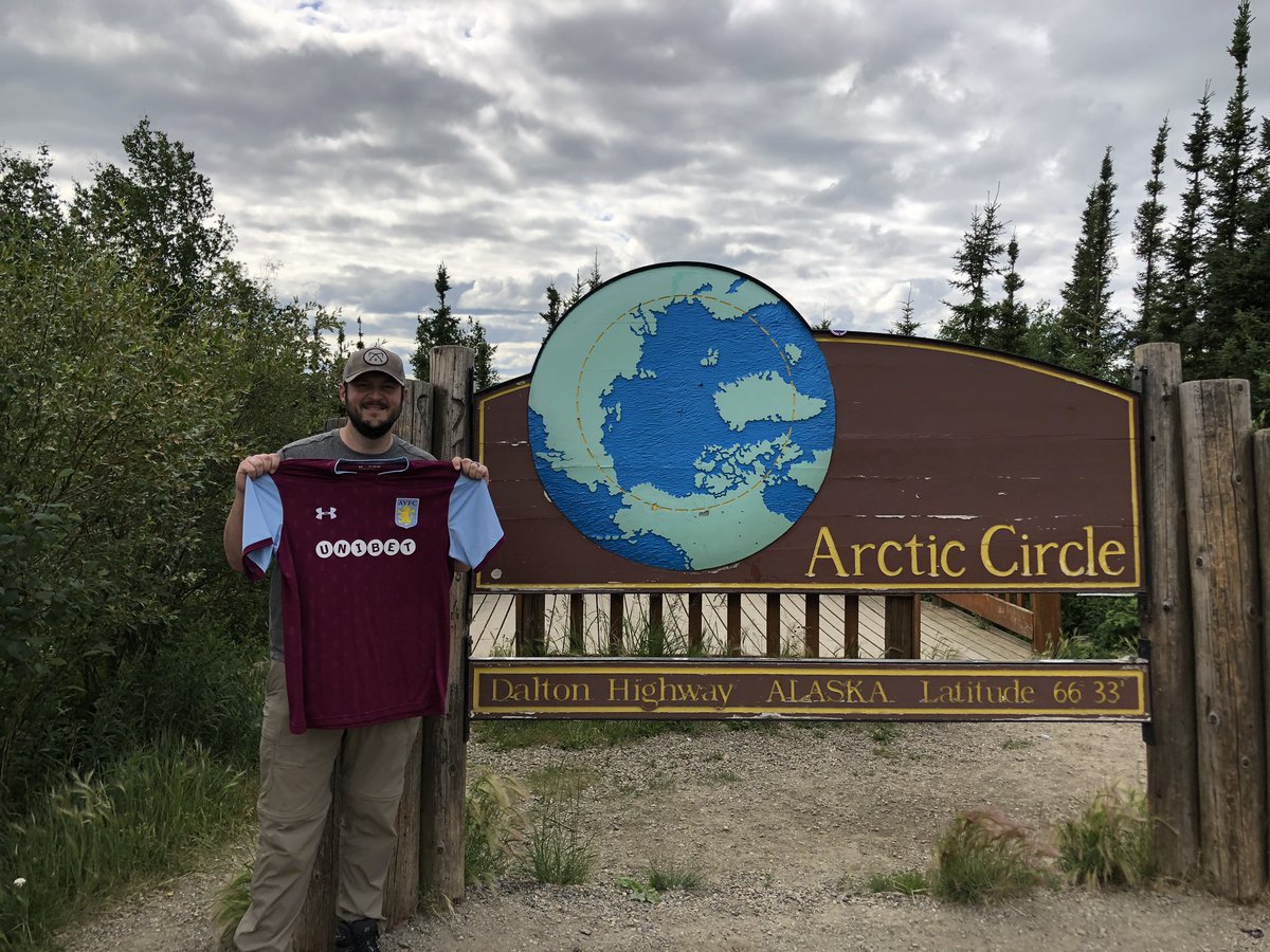 avscalaska's tweet photo. Took the mighty @AVFCOfficial kit above the Arctic Circle in Alaska, USA! Villains are everywhere! #UTV #Avfc https://t.co/KgKkgoTd51