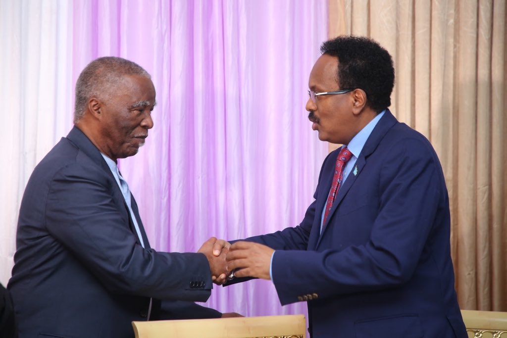 M_Farmaajo's tweet photo. Our great nation will reclaim its status that once made it the Pride of Africa and Pioneers of Pan-Africanism. We are glad H.E Thabo Mbeki backs and believes in #Somalia's vision because he witnessed it in 1974 when he was in #Mogadishu to attend the OAU Summit. https://t.co/C8XSSExKFD