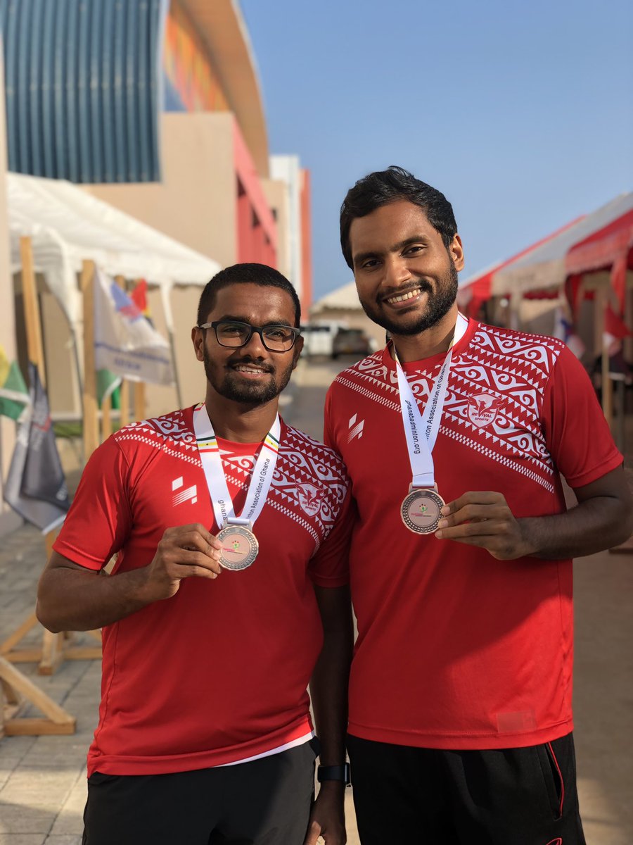 Alhamdulillahi. First Men’s Doubles medal in a BWF Circuit ‘International Series’ level tournament for Maldives. Insha Allah, this is only the beginning. #GhanaInternationalSeries #TeamMaldives 🇲🇻
