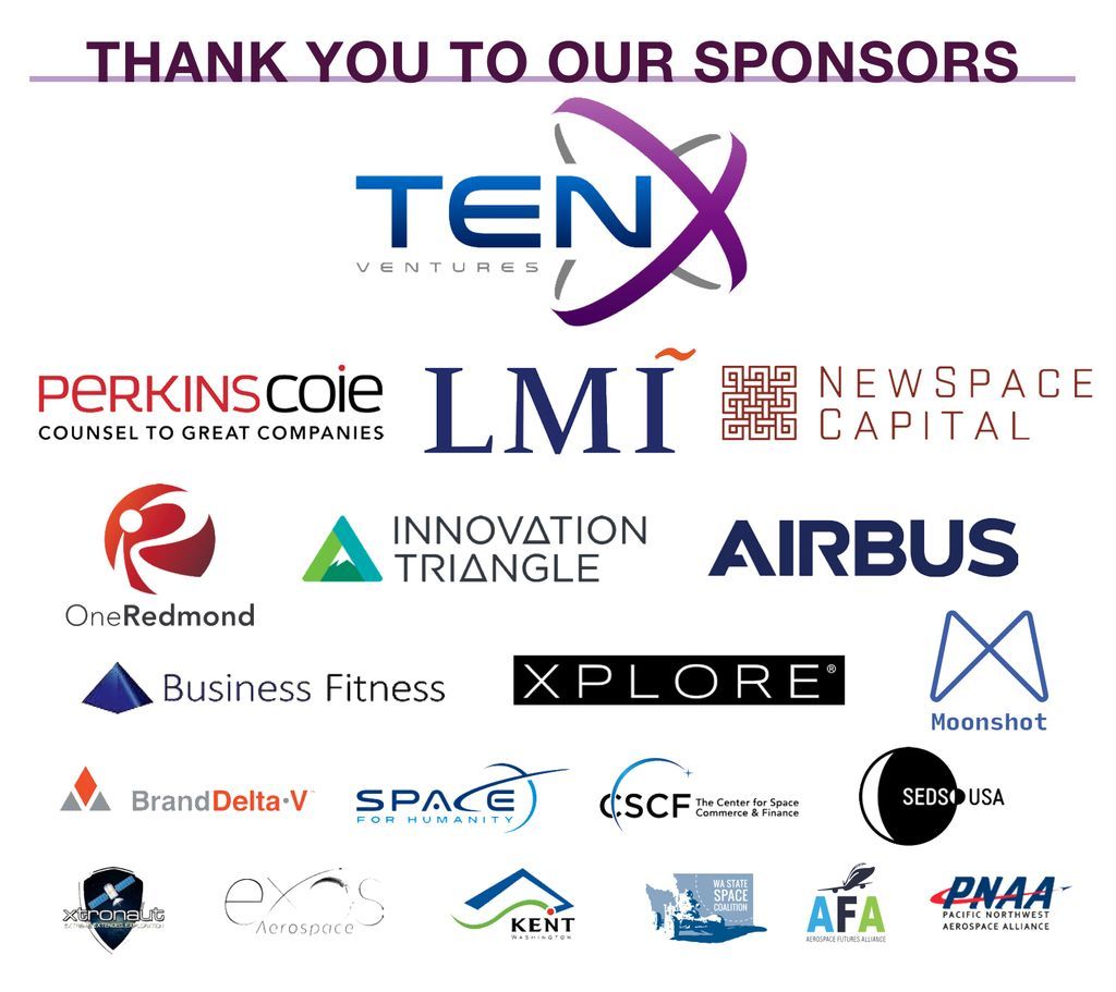 Thank you to our Sponsors for making #NewSpace2019 possible! 
<a href="/TenXVentures/">TenX</a>, <a href="/PerkinsCoieLLP/">Perkins Coie</a>, @LMI_org, <a href="/newspacecapital/">NewSpace Capital</a>, <a href="/OneRedmond/">OneRedmond</a>, Innovation Triangle [innovationtriangle.us], <a href="/Airbus/">Airbus</a>, Business Fitness [business-fitness.com], <a href="/xplorespace/">Xplore</a>, <a href="/moonshotspaceco/">Moonshot 🚀</a> [Part 1 of 2]