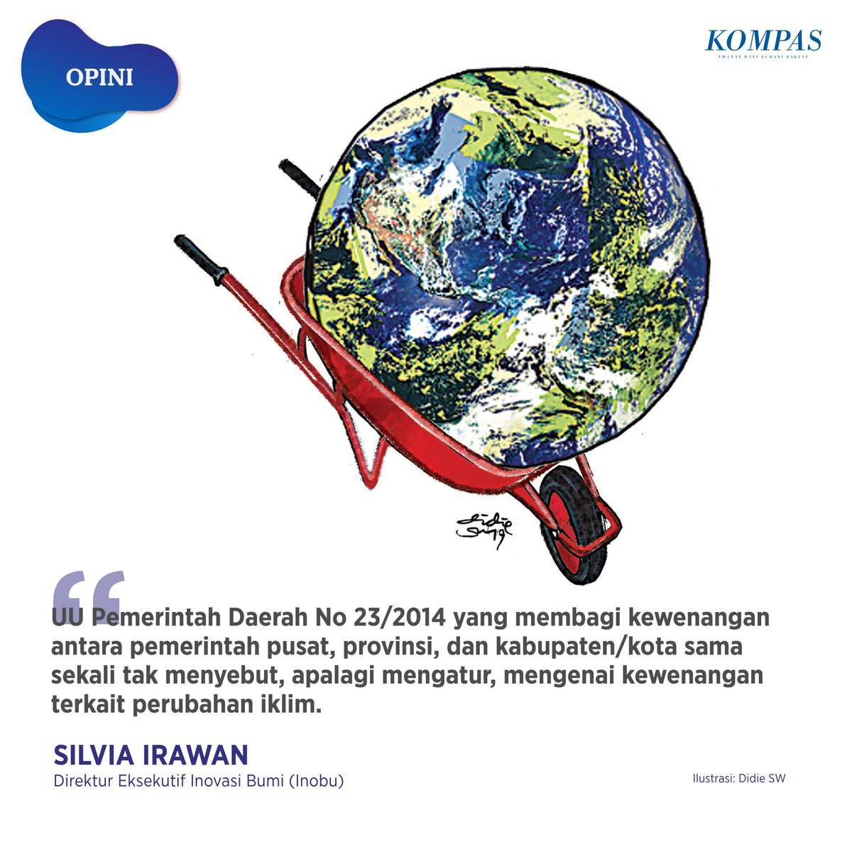 hariankompas's tweet photo. Sayangnya, ketika diturunkan ke daerah, komitmen untuk menghadapi isu perubahan iklim terhenti di tingkat provinsi.

#Opini #AdadiKompas @IrawanSilvia @inovasibumi
Baca:  https://t.co/P7XhssulEl https://t.co/cz5HJjpCWe
