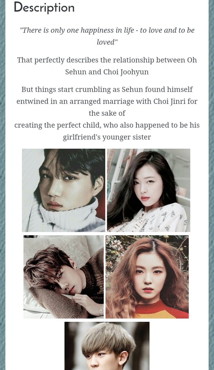 The Perfect OneCompletedSehun x OCAngst, fluffA beautiful story  https://www.asianfanfics.com/story/view/1311433/the-perfect-one