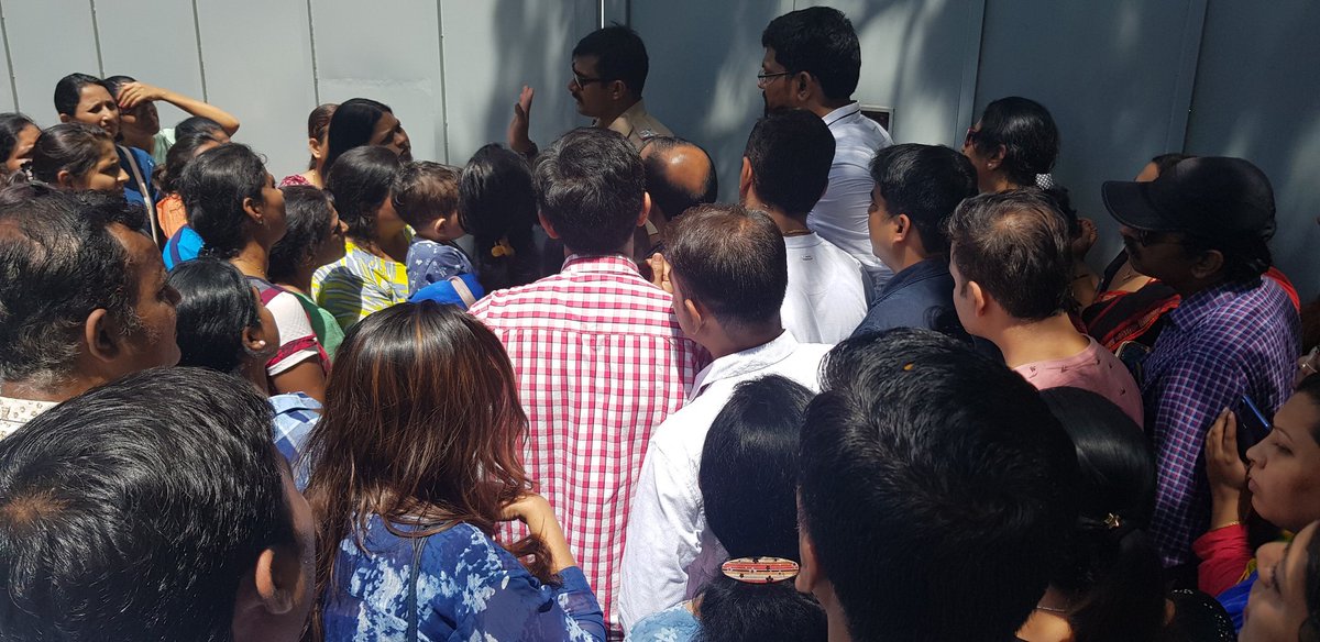 rakyeshb's tweet photo. Huge crowd at school since morning with police, govt auth, and media houses. School mgmt abscond @ZeeNews @timesofindia @Aaple_Sarkar @GIIS_sg #giis #elpro https://t.co/mAksmXBCYO
