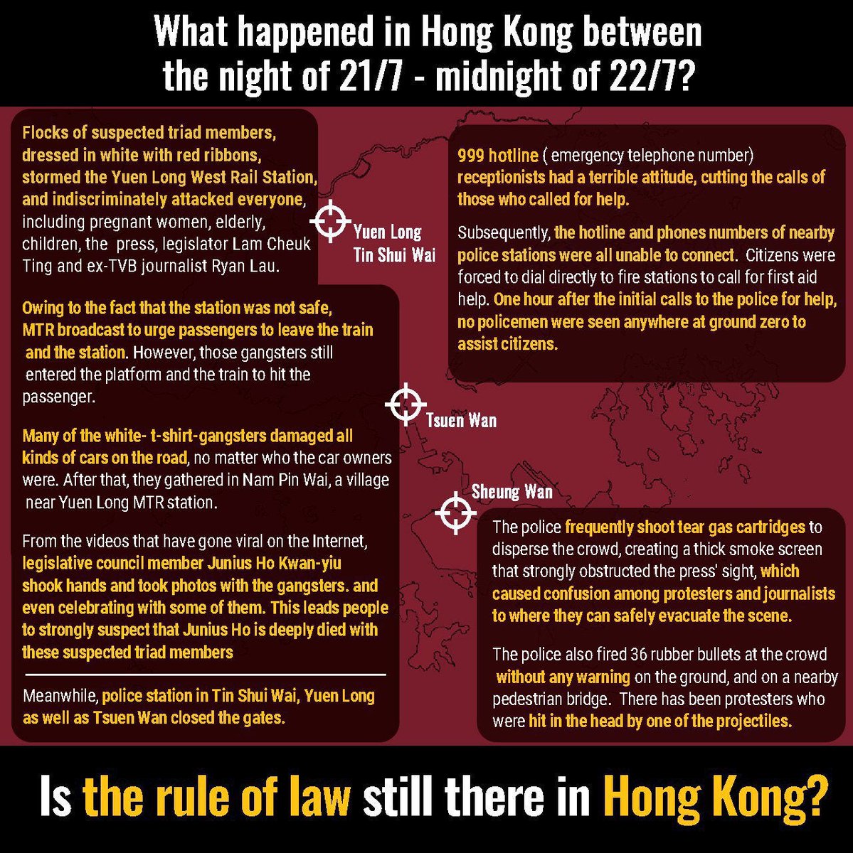 Summary of July 21st to midnight #HongKongProtests #HongKongIsNotChina #YuenLongDarkNight #HongKongExtraditionLaw