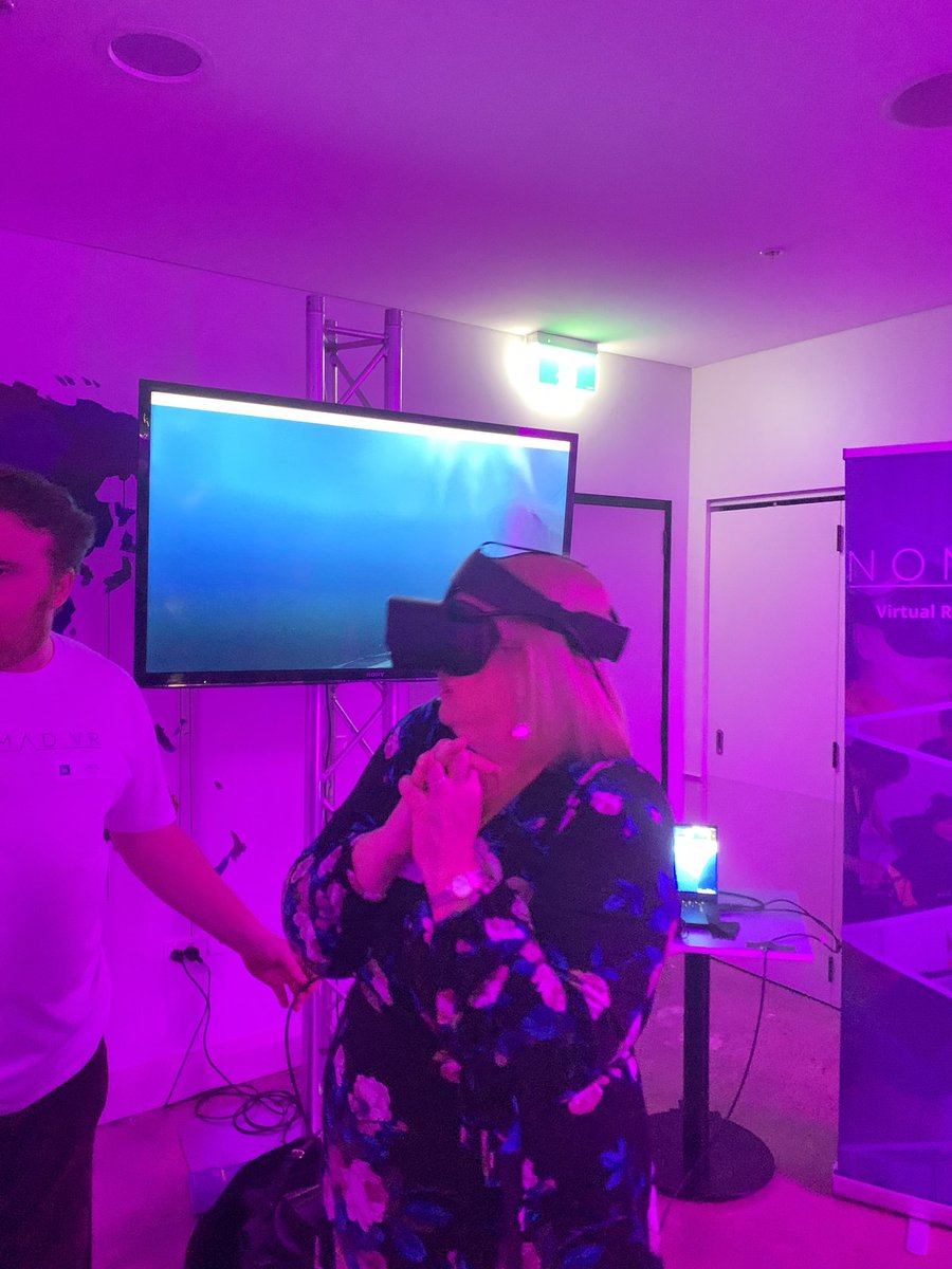 EmmaLoRusso's tweet photo. The most amazing underwater  #VR experience from @Nomad_VR. Imagine bringing this to aged care residents all around the world to give them joy, education &amp; travel all through these “real-life” virtual experiences. Thank you @RemarkableTech #beremarkable https://t.co/MV7T9EIOBS
