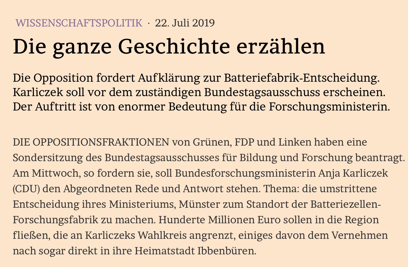 Jan Martin Wiarda على تويتر Die Ganze Geschichte Erzahlen Die Opposition Fordert Aufklarung Zur Batteriefabrik Entscheidung Der Auftritt Von Anjakarliczek Vor Dem Bundestagsausschuss Ist Von Enormer Bedeutung Fur Die Forschungsministerin Im Blog