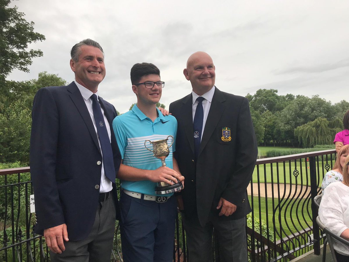 TeessideGC's tweet photo. The champion golfer of the year is Daniel Norman following a brilliant second round 69. 🥇🏆

Dan is picture being presented with the trophy by Club President Steve Wood and Captain Dave Mcguinness.

Congratulations Dan👍 https://t.co/TFWswqIslc