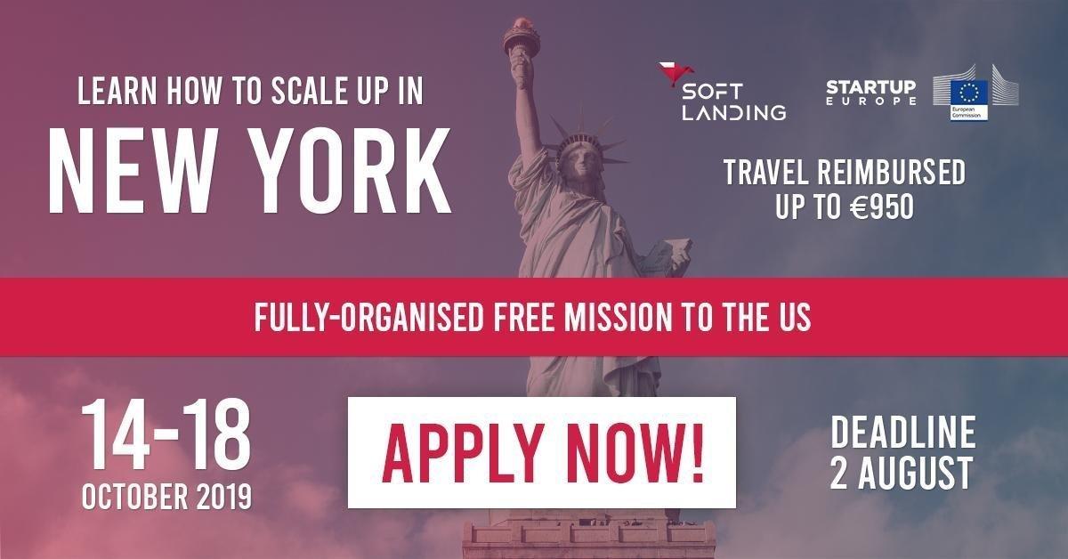 Crosspring's tweet image. Do you know startup founders that want to scale their business in New York?  🗽🍎

We still have a few spots available in our Soft-Landing mission to New York. Apply now: bit.ly/2Gn4A7I