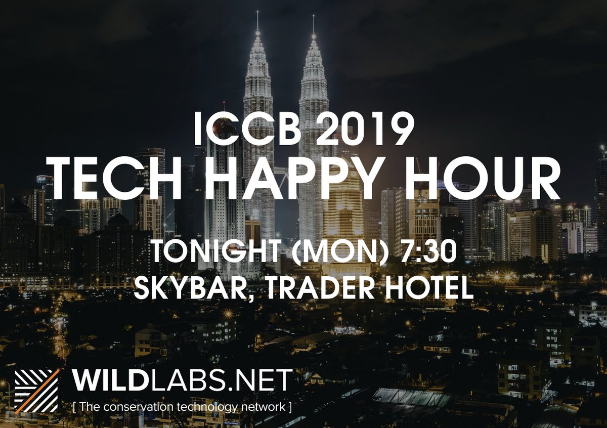 WILDLABSNET's tweet image. If you&apos;re at #iccb2019 and interested in #tech4wildlife, join us for a tech happy hour this evening! Come meet other people working with all things tech. See you there, 7:30 at Skybar. Everyone welcome. Tweet us if you get lost and we&apos;ll help you find us.
