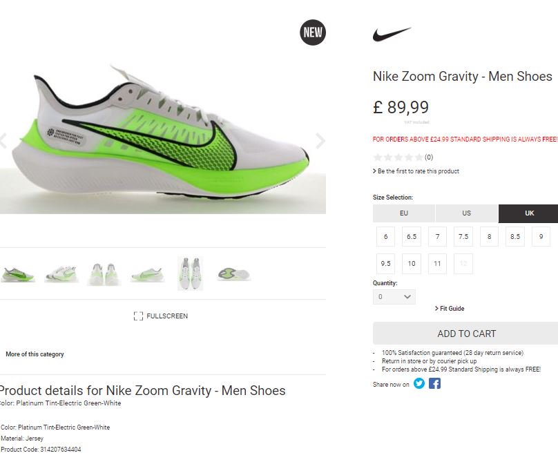 foot locker nike zoom gravity