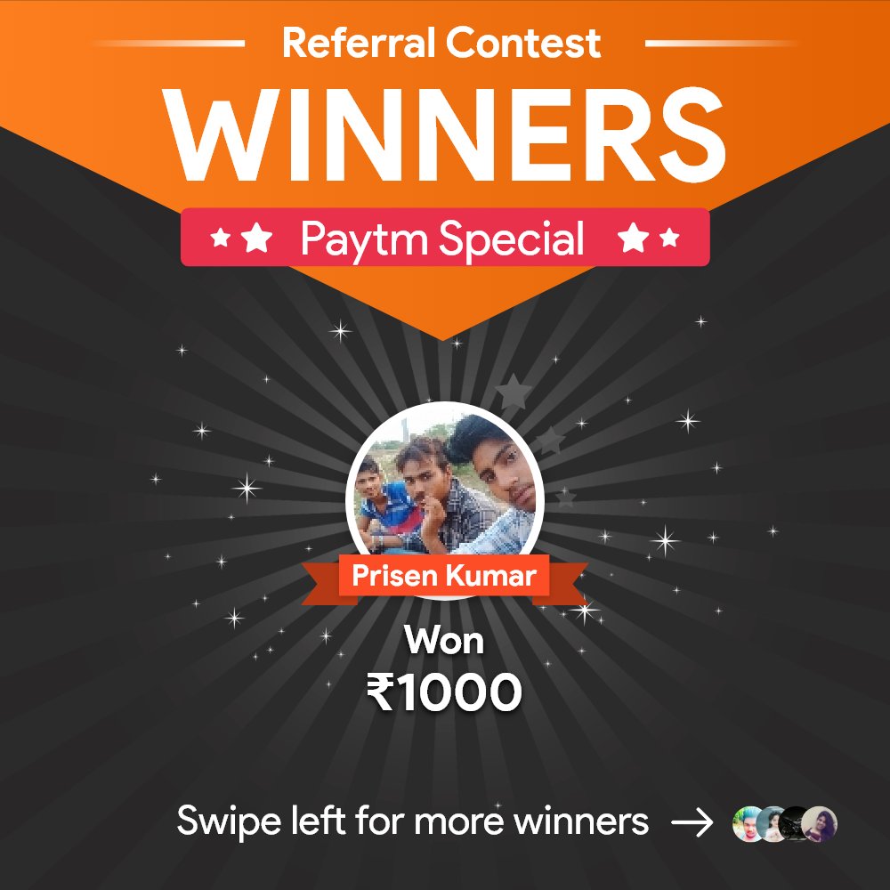 QurekaProApp's tweet photo. Congrats to the winners of "Paytm Special Referral Contest" held on 21st July

If you also want to WIN upto ₹3000 Paytm Cash Everyday, then Invite your friends on Qureka Pro to Play Games &amp; WIN.

#PaytmContest #ReferAndWin #PaytmCash #SpecialContest #QurekaPro #PlayGamesWinCash https://t.co/GvVmXv0lly