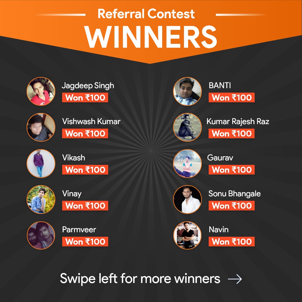 QurekaProApp's tweet photo. Congrats to the winners of "Paytm Special Referral Contest" held on 21st July

If you also want to WIN upto ₹3000 Paytm Cash Everyday, then Invite your friends on Qureka Pro to Play Games &amp; WIN.

#PaytmContest #ReferAndWin #PaytmCash #SpecialContest #QurekaPro #PlayGamesWinCash https://t.co/GvVmXv0lly